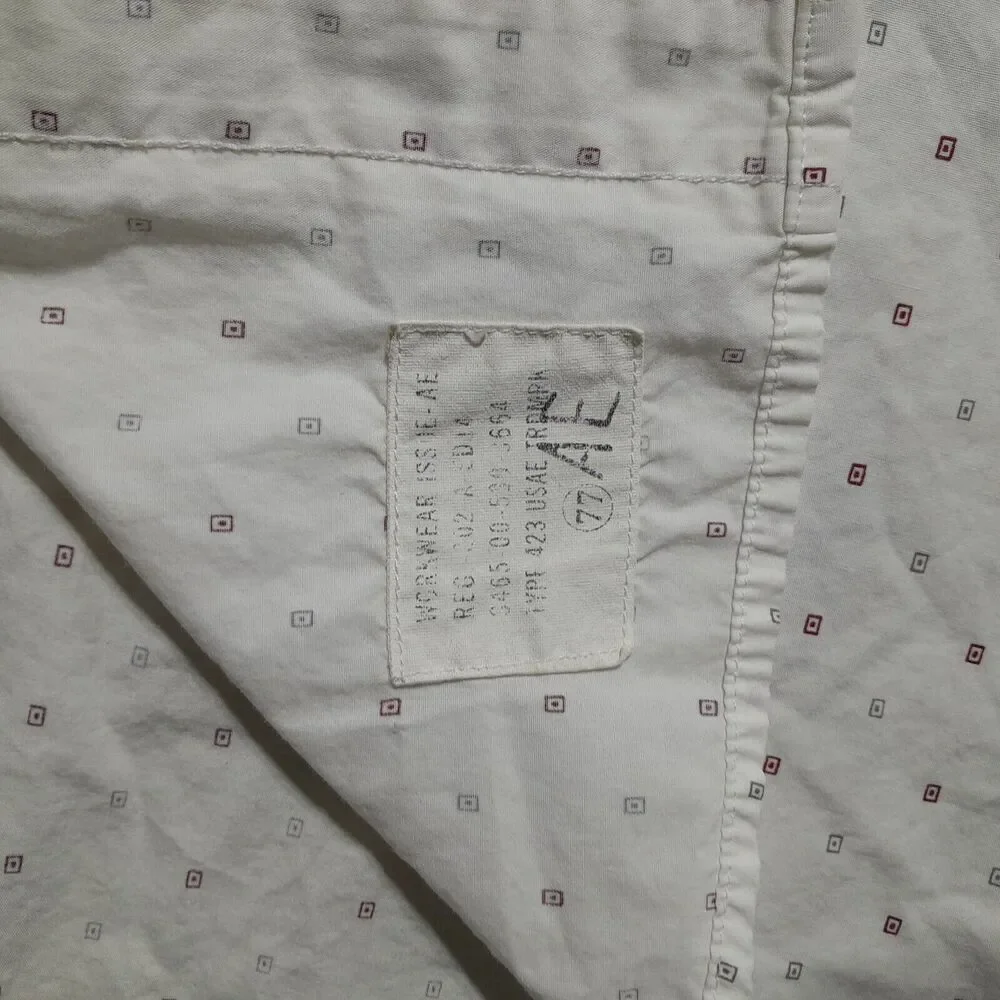 American Eagle VTG Slimfit White - small squares Short Sleeve Shirt - Men's XXL - Picture 4 of 5
